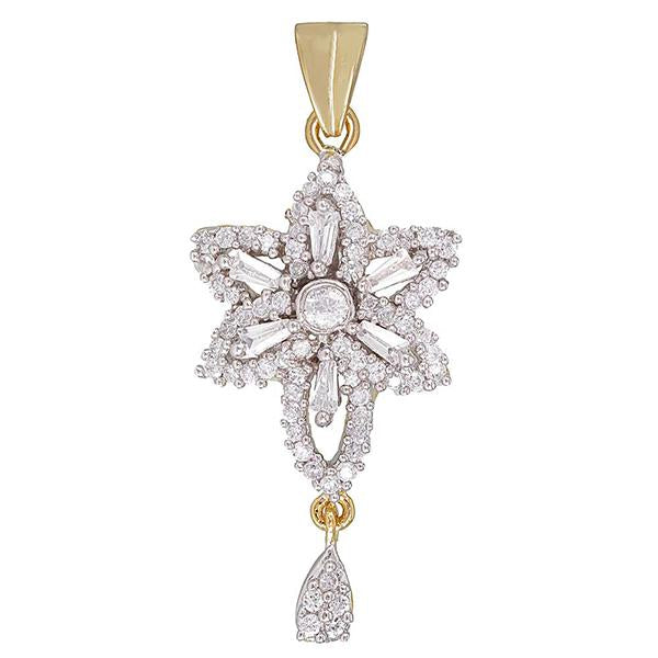 Tip Top Fashions AD Stone Floral Gold Plated Pendant - 1202111