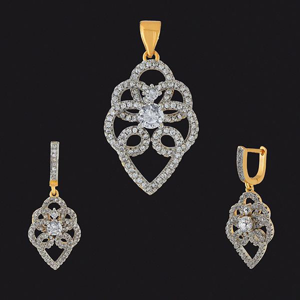 Kriaa AD Stone Gold Plated Pendant Set - 1202127