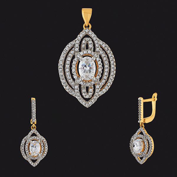 Kriaa AD Stone Gold Plated Pendant Set - 1202134