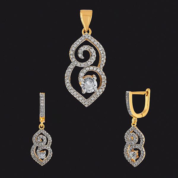 Kriaa AD Stone Gold Plated Pendant Set - 1202138