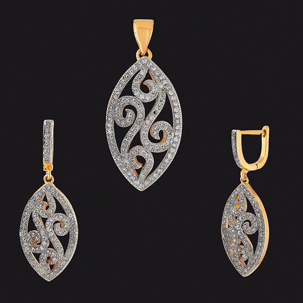 Kriaa AD Stone Gold Plated Pendant Set - 1202149