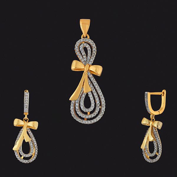 Kriaa AD Stone Gold Plated Pendant Set - 1202153