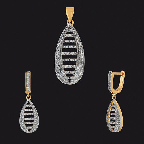 Kriaa AD Stone Gold Plated Pendant Set - 1202154