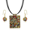 Beadside Multicolor Square Shaped Gold Plated Pendant Set - 1202211