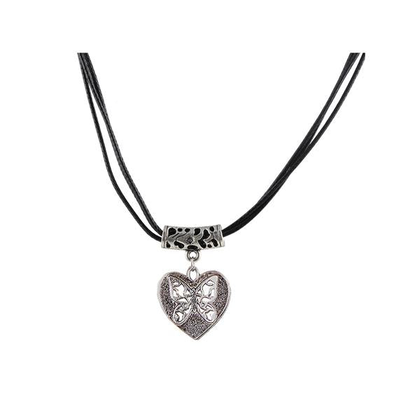 Urthn Heart Shape Rhodium Plated Pendant - 1202227