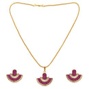 Kriaa Gold Plated Pink Austrian Stone Pendant Set - 1202327J