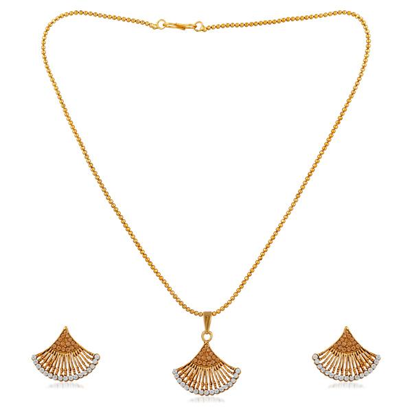 Kriaa Brown Austrian Stone Gold Plated Pendant Set - 1202328B