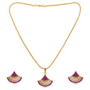 Kriaa Gold Plated Purple Austrian Stone Pendant Set - 1202328I