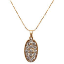 Kriaa Austrian Stone Oval Gold Plated  Chain Pendant - 1202404