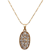 Kriaa Austrian Stone Oval Gold Plated  Chain Pendant - 1202404