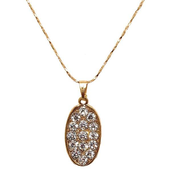 Kriaa Austrian Stone Oval Gold Plated  Chain Pendant - 1202404