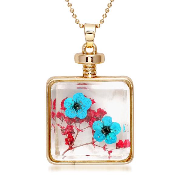 Urthn Blue Floral Gold Plated Chain Pendant - 1202409