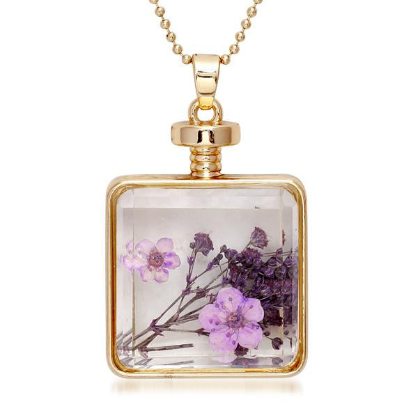 Urthn Purple Floral Gold Plated Chain Pendant - 1202413