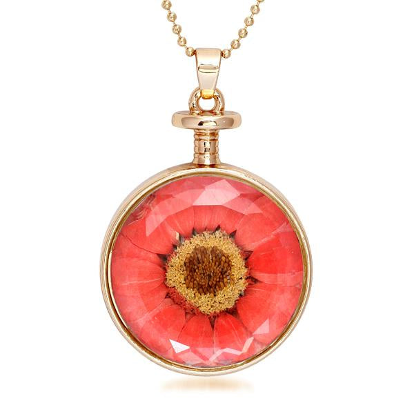 Urthn Orange Floral Gold Plated Chain Pendant - 1202417