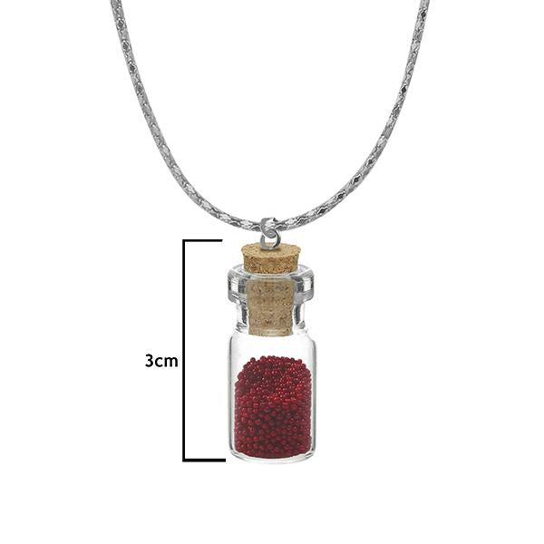 Urthn Maroon Beads Silver Plated Glass Chain Pendant - 1202428B