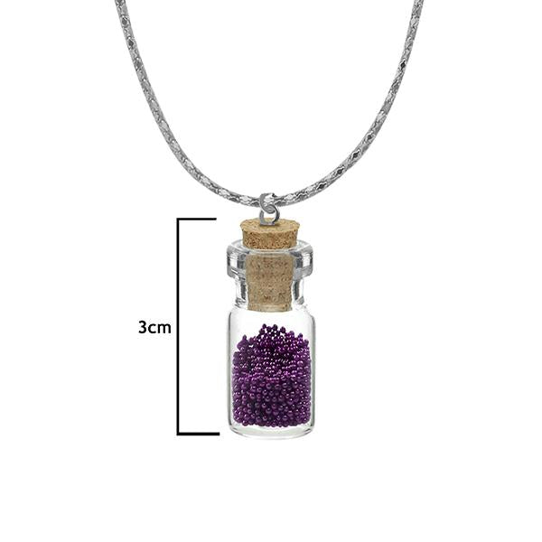 Urthn Purple Beads Silver Plated  Glass Chain Pendant - 1202428E