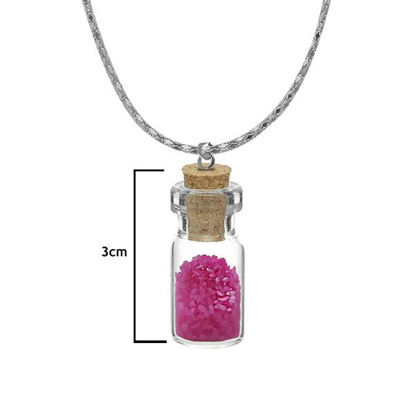 Urthn Pink Beads Silver Plated Glass Chain Pendant - 1202429A