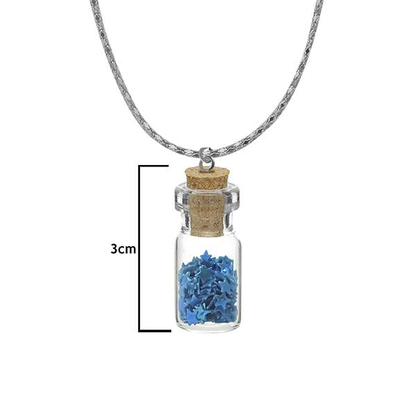 Urthn Blue Star Silver Plated Glass Chain Pendant - 1202431B