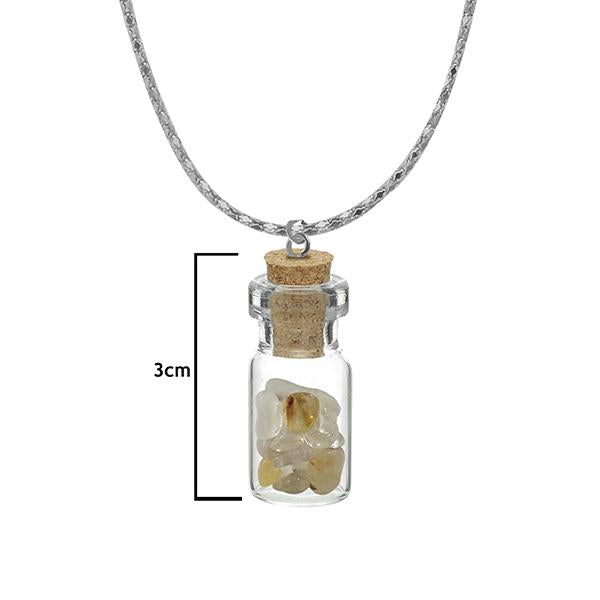 Urthn Multi Gem Stone Silver Plated  Glass Chain Pendant - 1202433B