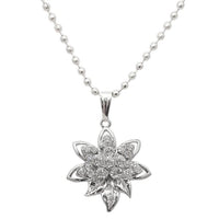 Regina Floral Shape White Austrian Stone Chain Pendant