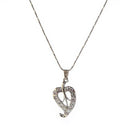 Kriaa Austrian Stone Leaf Silver Plated  Pendant - 1202611