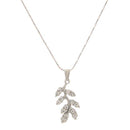 Kriaa Leaf Design Rhodium Plated Chain Pendant - 1202616