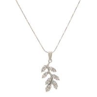 Kriaa Leaf Design Rhodium Plated Chain Pendant - 1202616