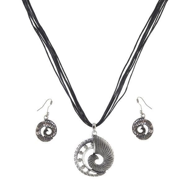 Urthn Austrian Stone Rhodium Plated Pendant Set - 1202711