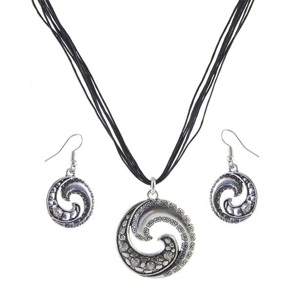 Urthn Austrian Stone Rhodium Plated Pendant Set - 1202713