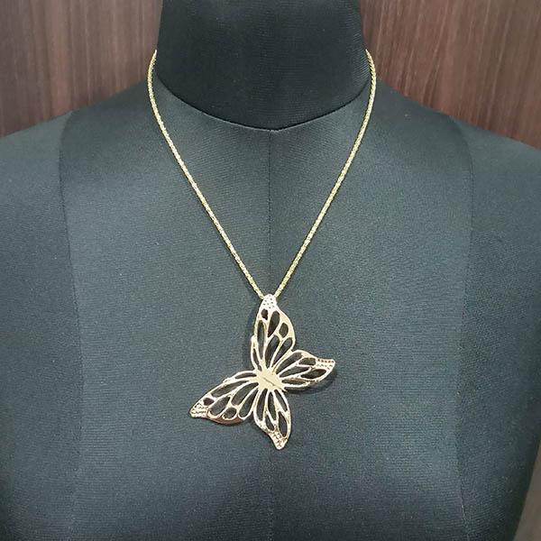 Urthn Butterfly Design Gold Plated Chain Pendant - 1203019