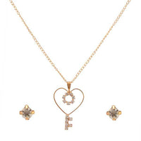 Kriaa White Austrian Stone Heart Shaped Gold Plated Pendant Sets - 1203109