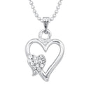 Kriaa Silver Plated Austrian Stone Heart Shape Chain Pendant - 1203115A