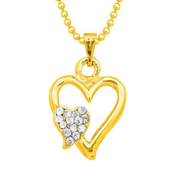 Kriaa Gold Plated Heart Shape Chain Pendant - 1203115B