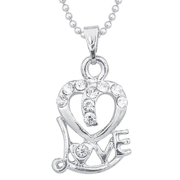 Kriaa Austrian Stone Rhodium Plated Chain Pendant - 1203116A