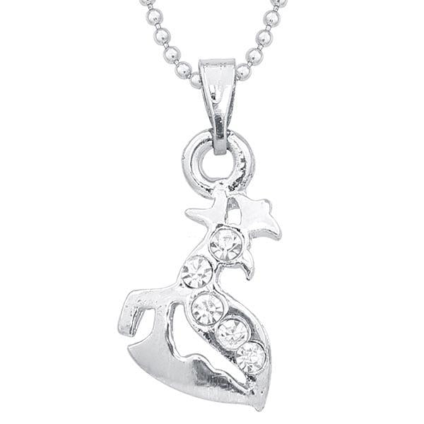 Kriaa Austrian Stone Rhodium Plated Chain Pendant - 1203118A