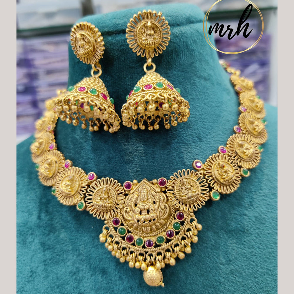 Jewel Addiction Copper Gold Plated Pota Temple Necklace Set