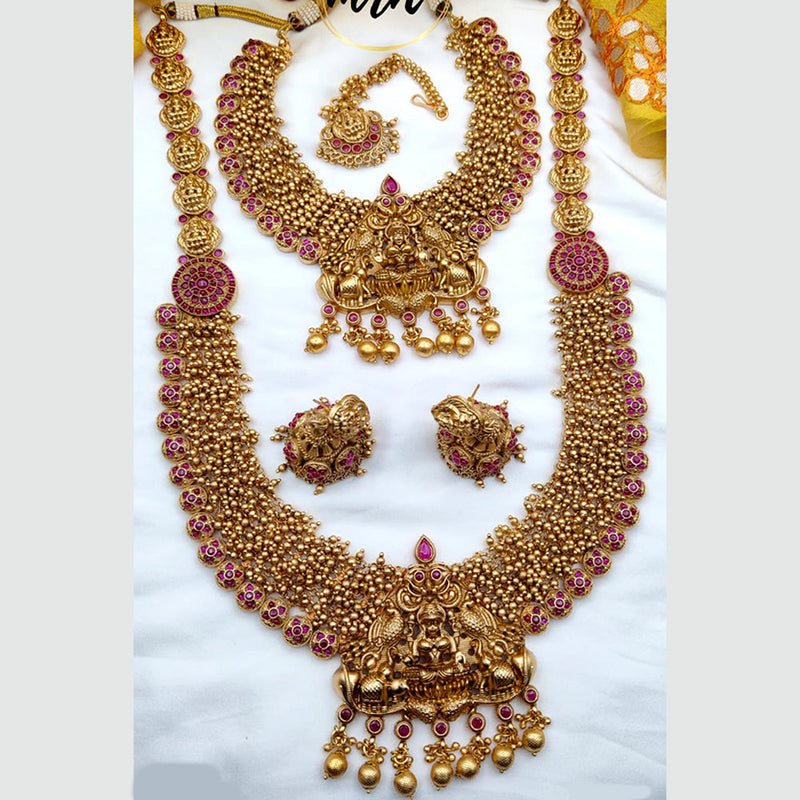 Jewel Addiction Copper Gold Plated Pearl Temple Necklace Set