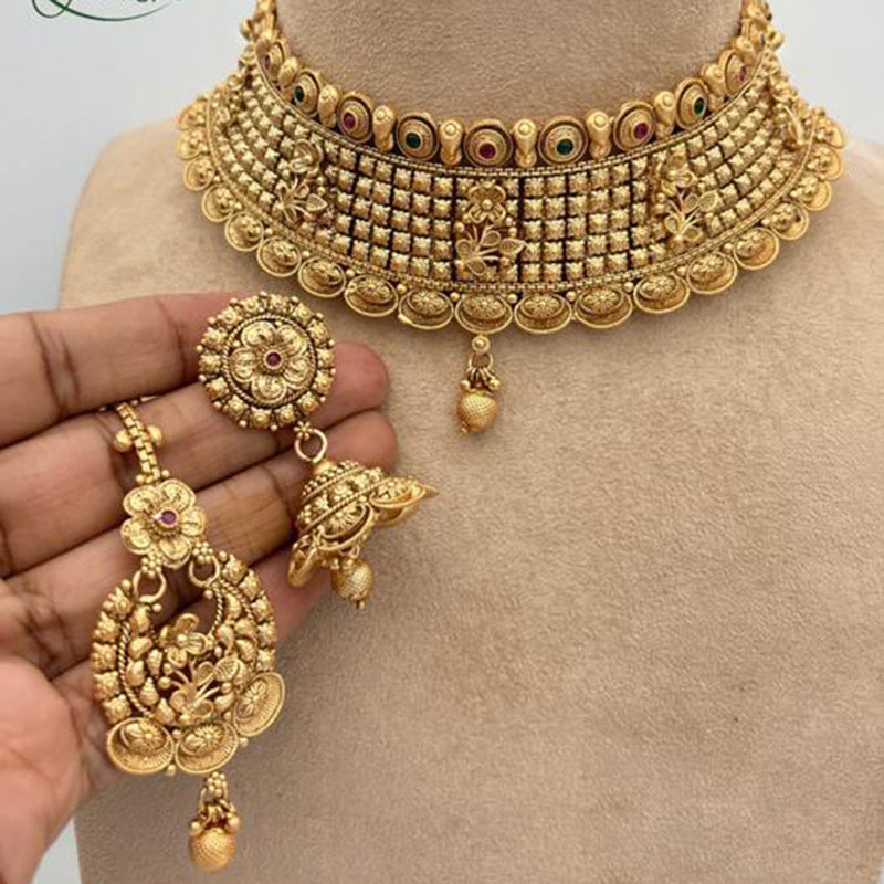 Jewel Addiction Gold Plated Pota Stone Choker Necklace Set