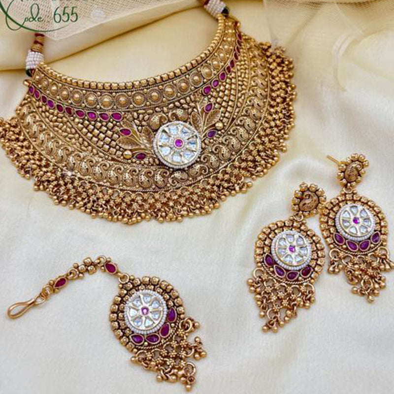 Jewel Addiction Gold Plated Pota Stone Choker Necklace Set