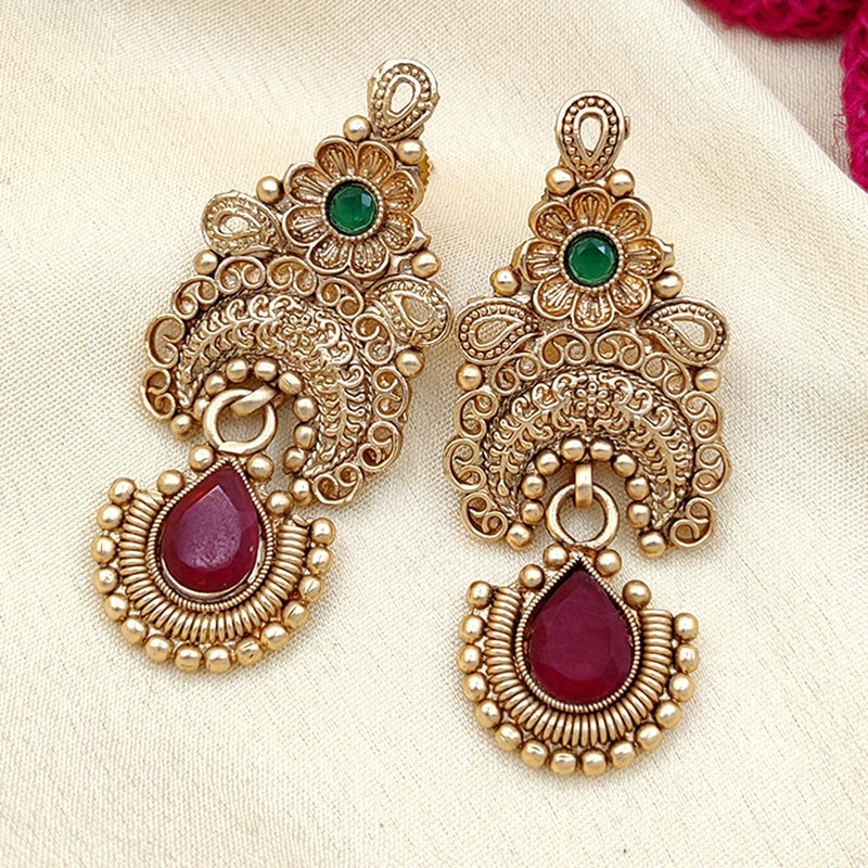 Jewel Addiction Copper Gold Pota Stone Dangler Earrings