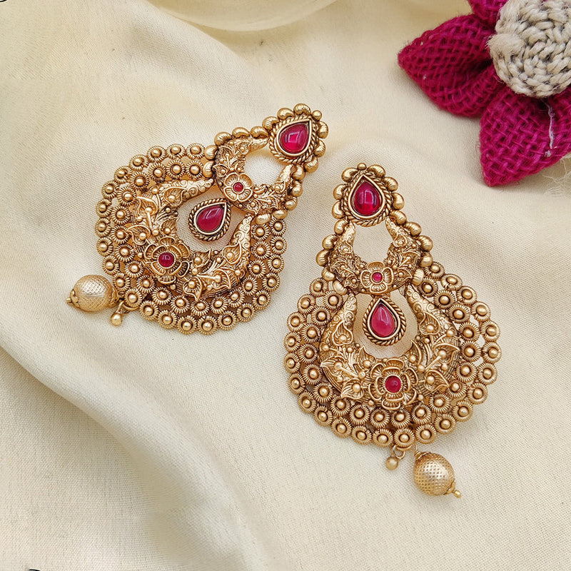 Jewel Addiction Copper Gold Pota Stone Dangler Earrings