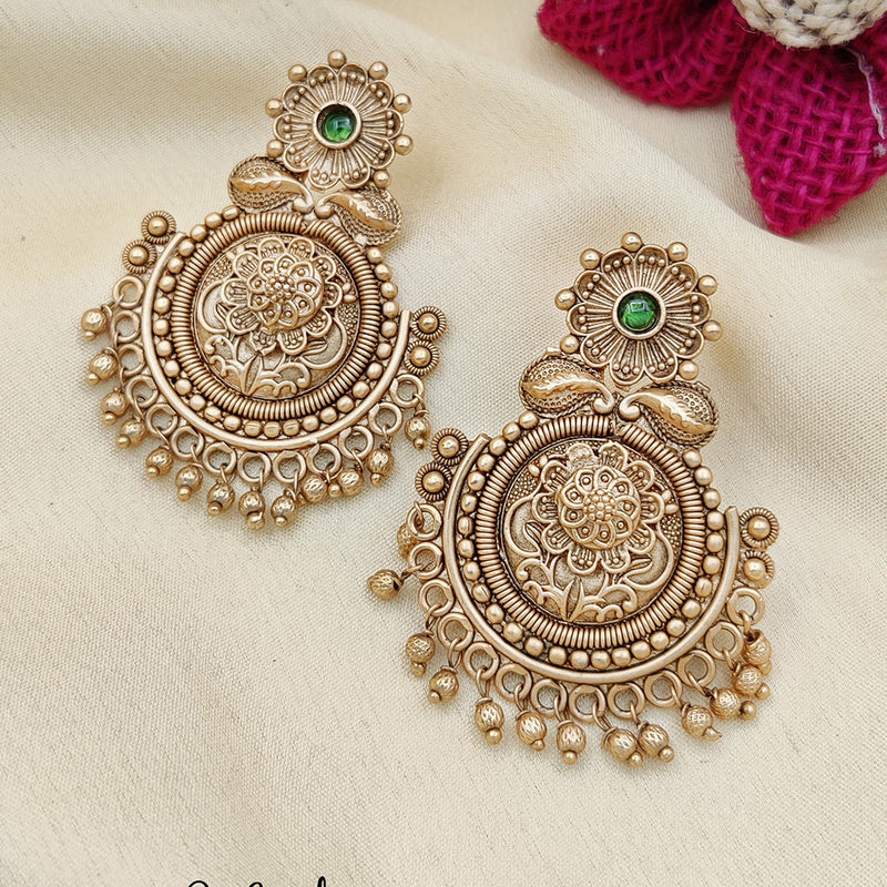 Jewel Addiction Copper Gold Pota Stone Dangler Earrings