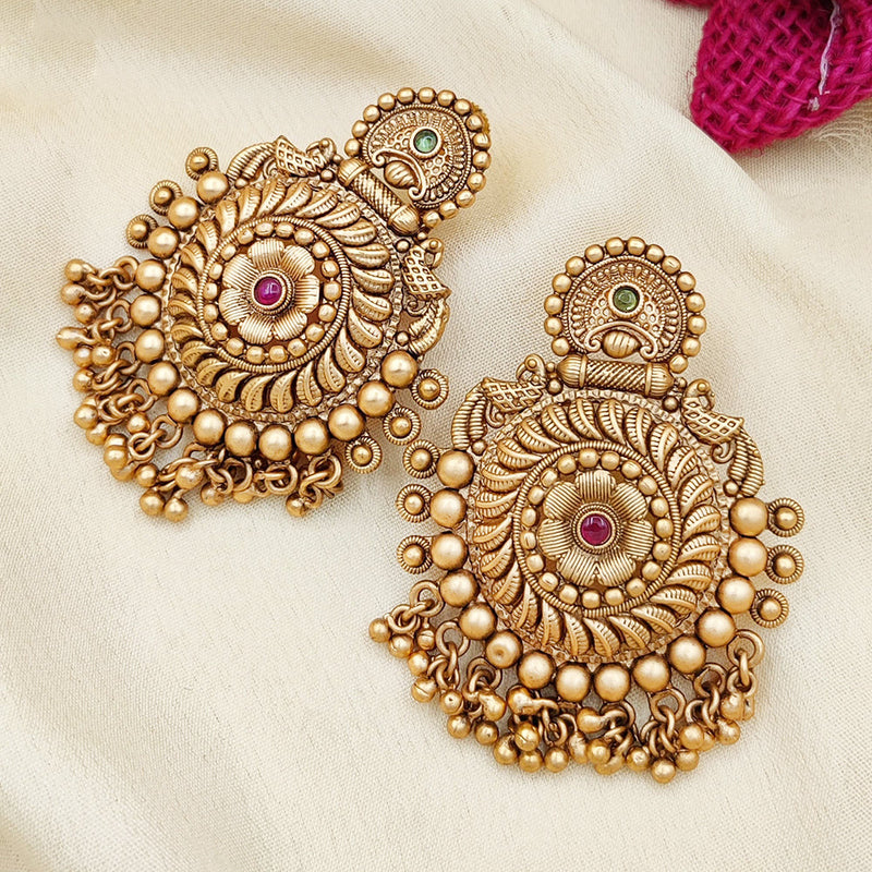 Jewel Addiction Copper Gold Pota Stone Dangler Earrings