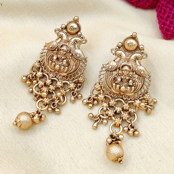 Jewel Addiction Copper Gold Pota Stone Dangler Earrings