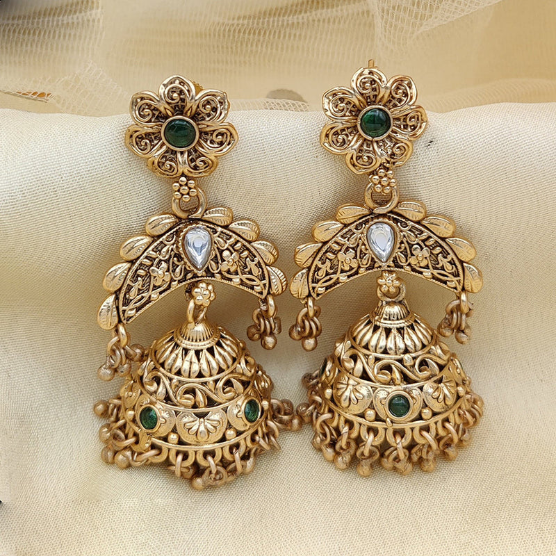 Jewel Addiction Copper Gold Pota Stone Jhumki Earrings