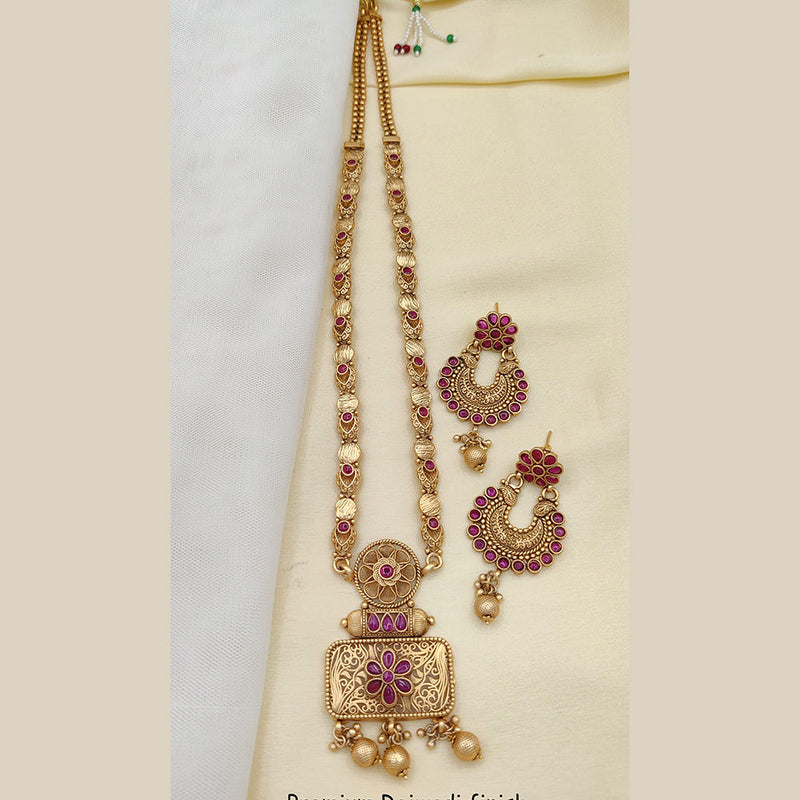 Jewel Addiction Gold Plated Kundan Stone Long Necklace Set
