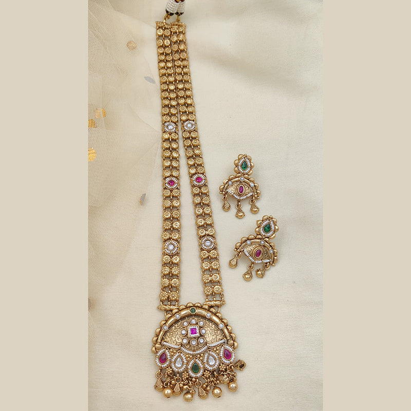 Jewel Addiction Gold Plated Kundan Stone Long Necklace Set