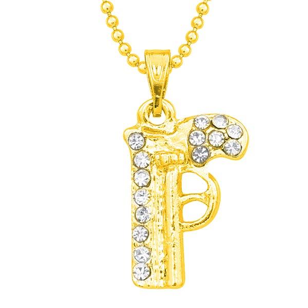 Kriaa Gun Design Gold Plated Chain Pendant