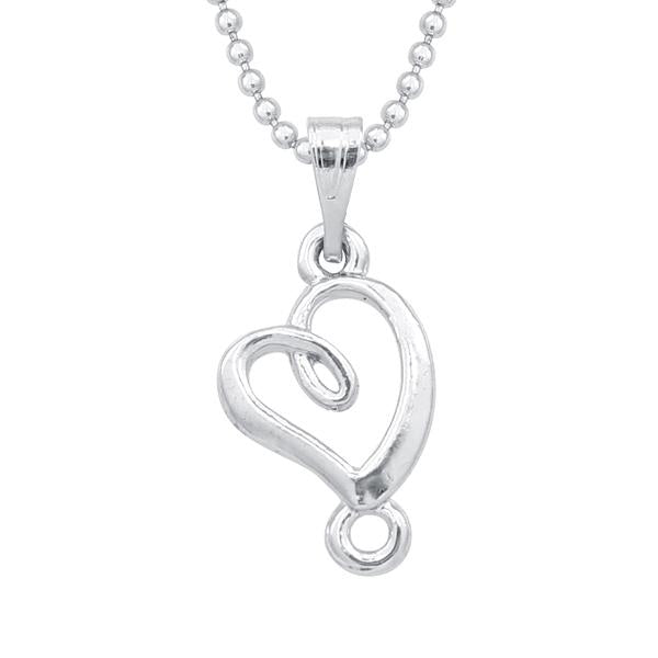 Tip Top Fashions Silver Plated Heart Chain Pendant - 1203141A