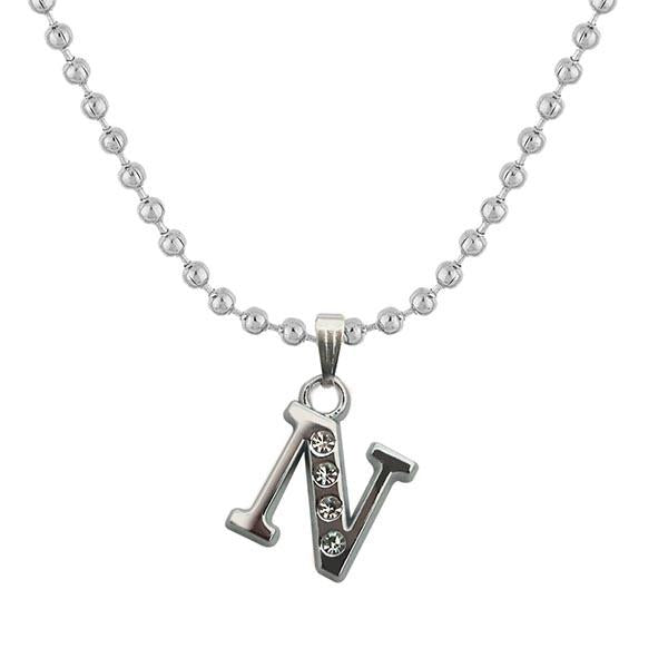 Regina Rhodium Plated " N " Alphabet Chain Pendant